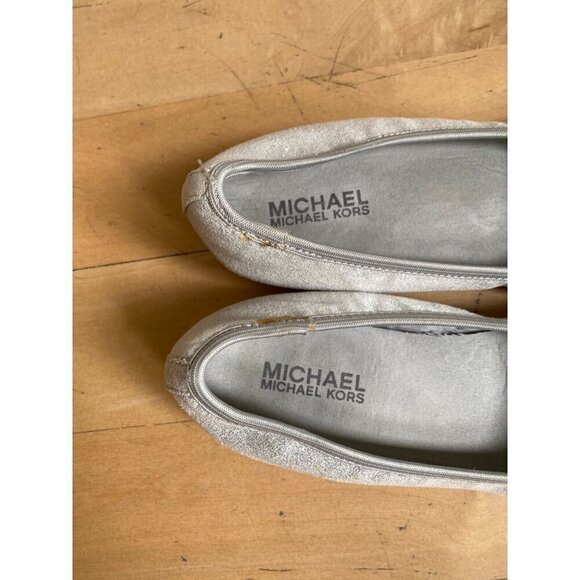 Michael Kors silver ballet flats women sz 8 - Picture 2 of 8